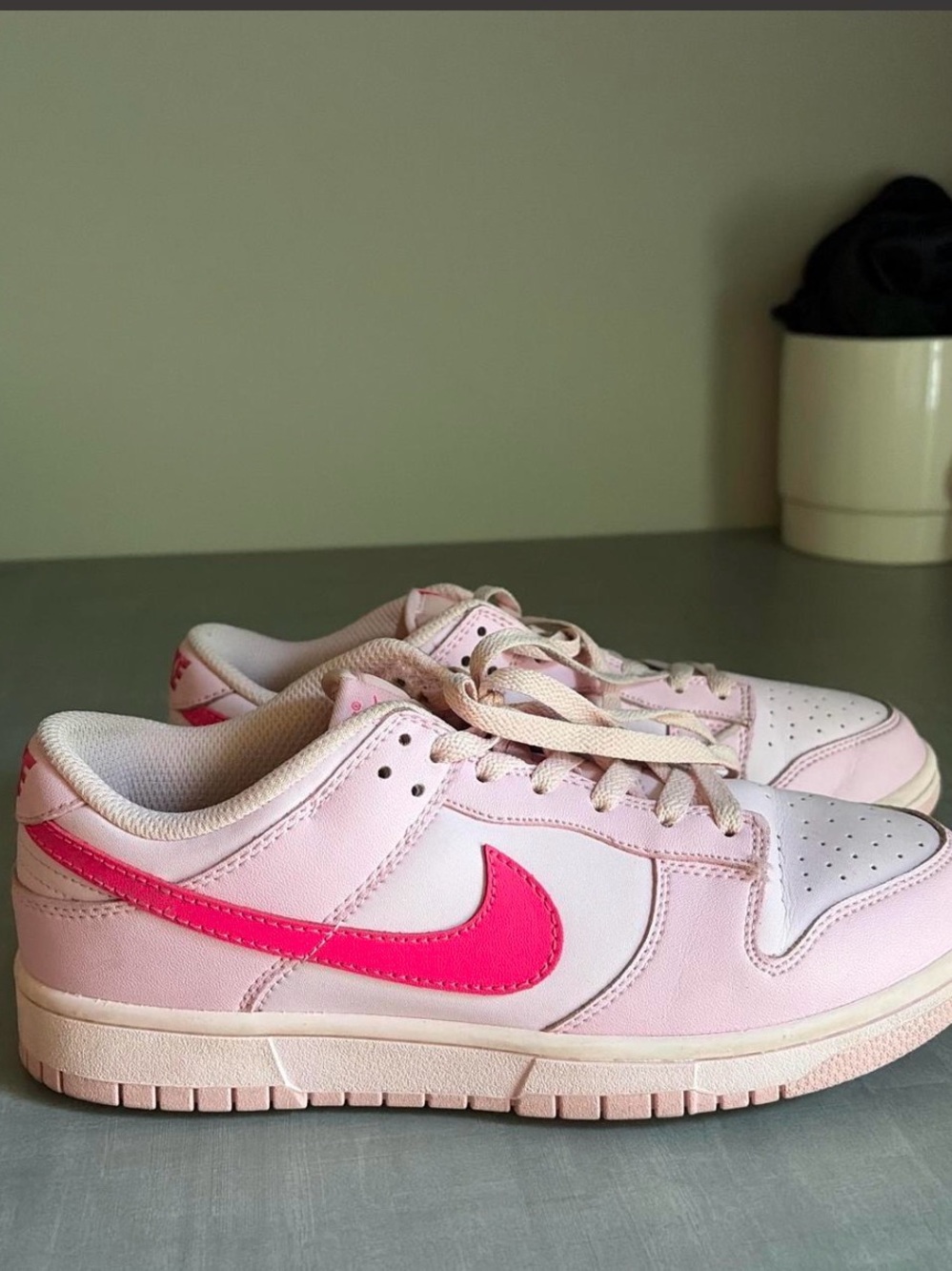 Nike Light Pink Low-Top Sneakers with Bright Pink Swoosh